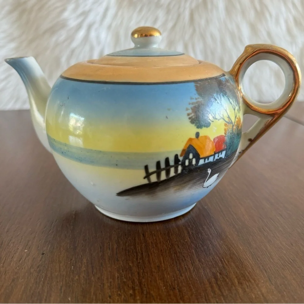 Vintage Lusterware Swan 3Pc Tea Set 1940’s 1950’s